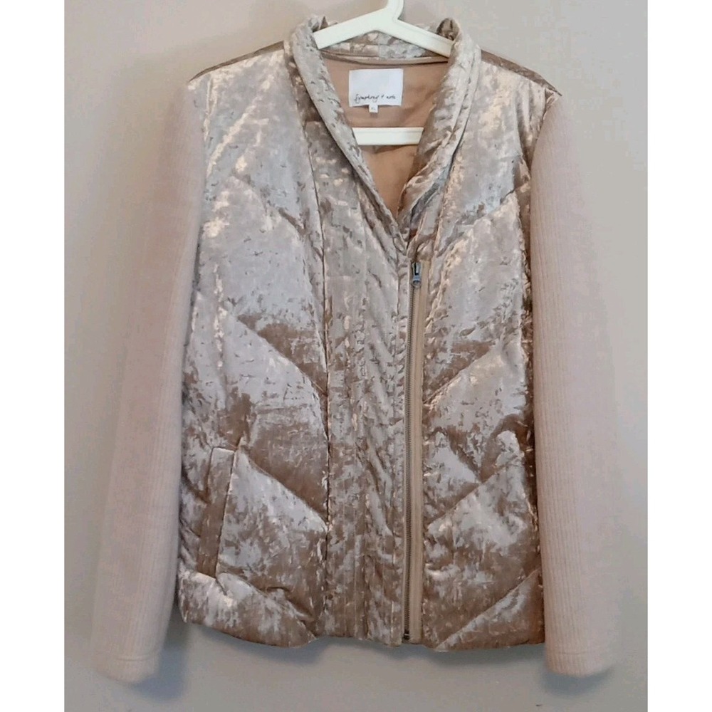 Symphony And Note Women Gold‎ Quilted Wool Blend Jacket Size Xl